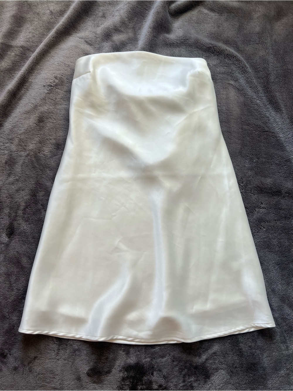 wild fable Strapless Satin Mini Dress in White